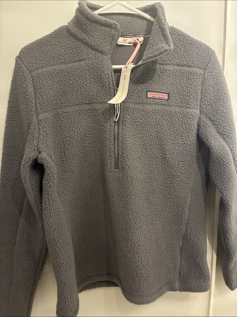 Vineyard Vines Heather Gray Sherpa Half-Zip Pullover